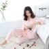 Mùa xuân hè mới đôi nhà quần áo cotton gạc đồ ngủ set cotton mềm mại ấm áp thoáng khí dài tay phiên bản Hàn Quốc XL bộ thu đông cho vợ chồng Cặp đôi