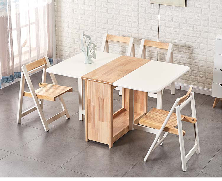 Bàn ăn gấp nhà nhỏ căn hộ gỗ hình chữ nhật đa chức năng bàn ăn đa năng và ghế kết hợp có thể thu vào bàn di động - Bàn bàn học gấp thông minh