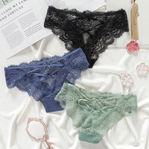 Ultra-thin lace panties female sexy ice silk hot low-waisted pants girls pure cotton crotch womens briefs Japanese style
