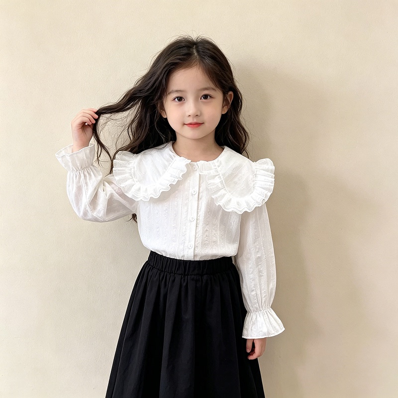 Girls' Long-Sleeve Shirt, Autumn 2026 New Stylish Spring and Autumn Style, Small and Medium-Sized Children's Top, Princess-Style Base Shirt