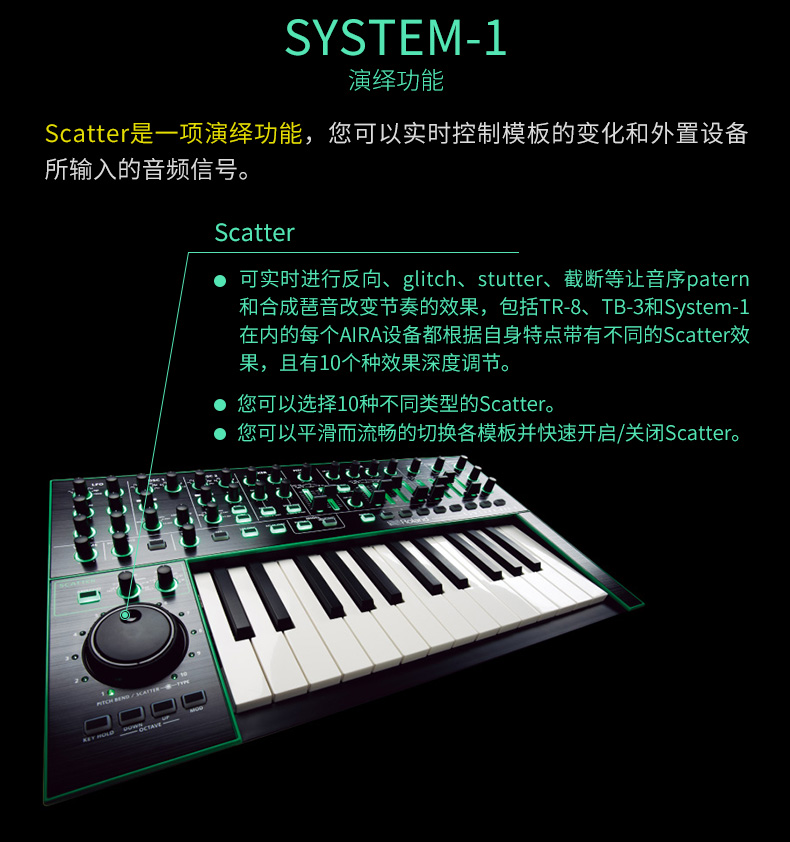 Bộ tổng hợp tương tự Roland Roland System-1 25 phím tổng hợp xách tay HỆ THỐNG - Bộ tổng hợp điện tử piano điện yamaha