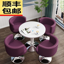 Simple negotiation Leisure bar lifting swivel chair small apartment balcony tempered glass small round table milk tea shop sales office