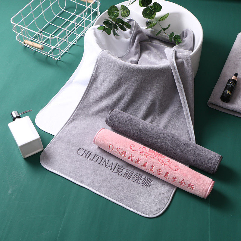 Beauty salon special Baotou towel pillow top chest towel thickening 4080 absorbent skin care towel gray green