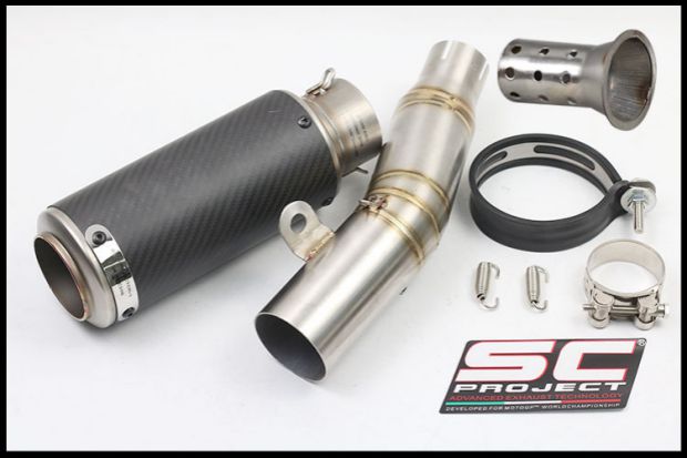Xe máy Yamaha R6 sửa đổi đặc biệt không phá hủy lắp đặt hợp kim titan phần giữa sợi carbon SC ống xả - Ống xả xe máy pô xe máy êm