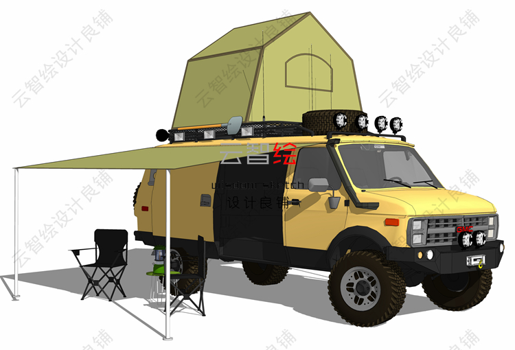 T20 房车sketchup SU模型露营车-5