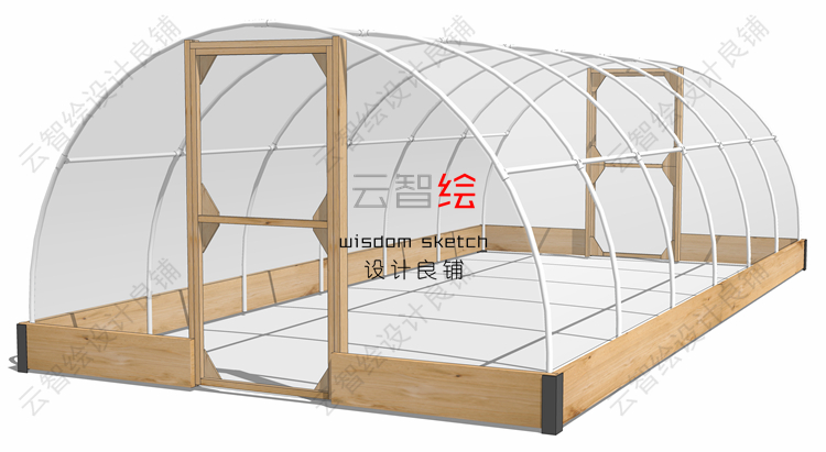 T22 大棚温室sketchup SU模型生态观光农业采摘园景观-4