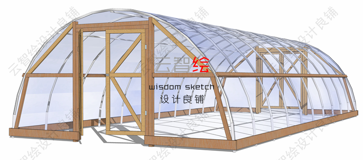 T22 大棚温室sketchup SU模型生态观光农业采摘园景观-25