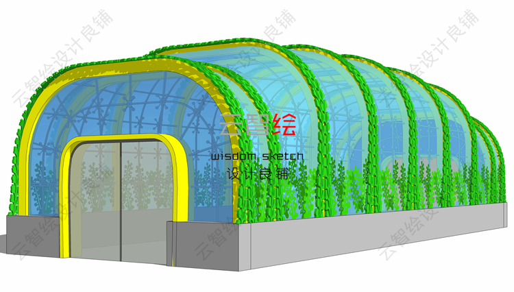 T22 大棚温室sketchup SU模型生态观光农业采摘园景观-14