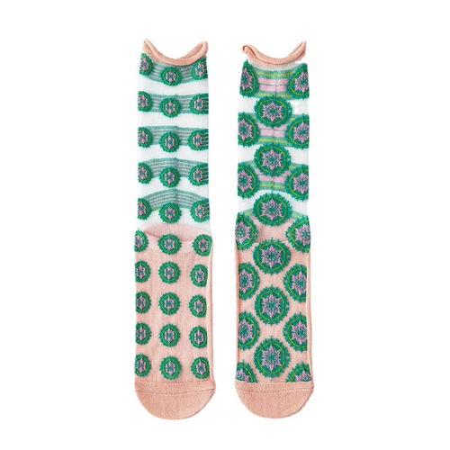 Летние тонкие асимметричные колготки, стеклянные гольфы, средней длины