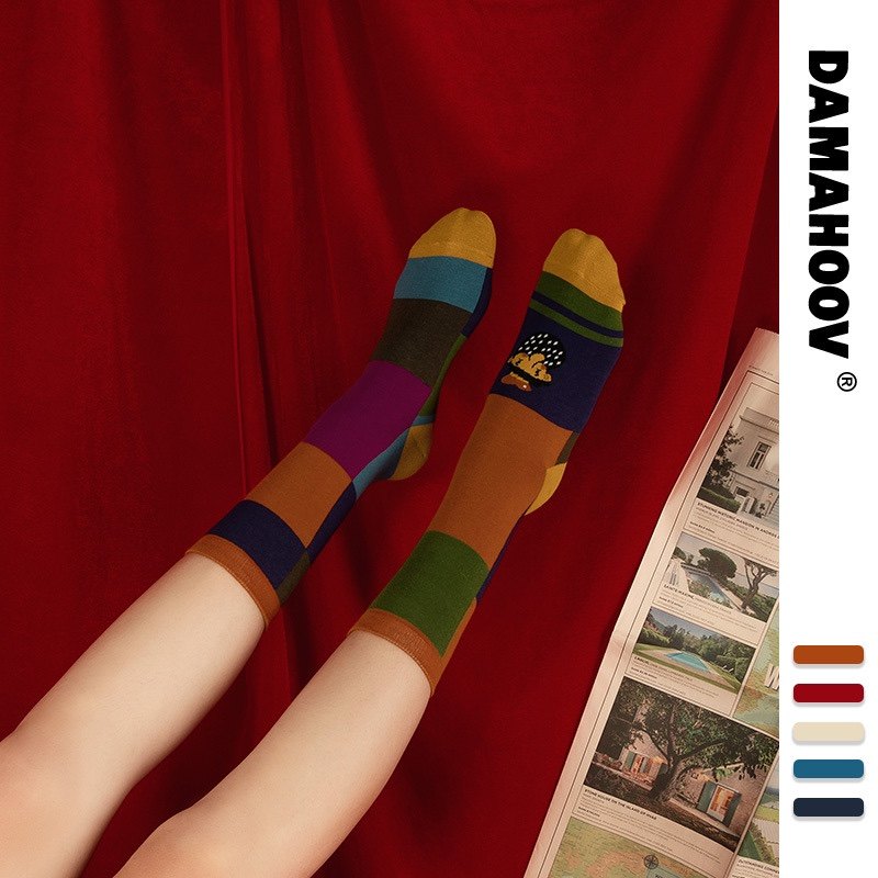 2021 Autumn Winter New Western World Cartoon Illustrations Male and female Sox Personality Wave Socks Cotton Socks Cotton Socks Cotton Socks