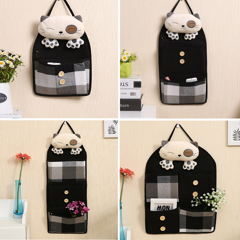 Creative fabric Multi-pocket containing hanging bag Debris Wall Door Rear Wall-mounted Storage Bag Suspended Storage Finishing Bag-Taobao
