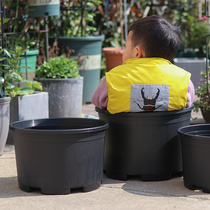 Large flowerpot black currant pot plastic round chunky extra-large hydrangea flowerpot flower green plant potted planting pot