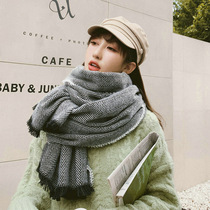 Aiyu European and American Wind Imitation Cashmere Herringbone Tattooed on the Han version Japanese Autumn Winter Warm Scarves for women