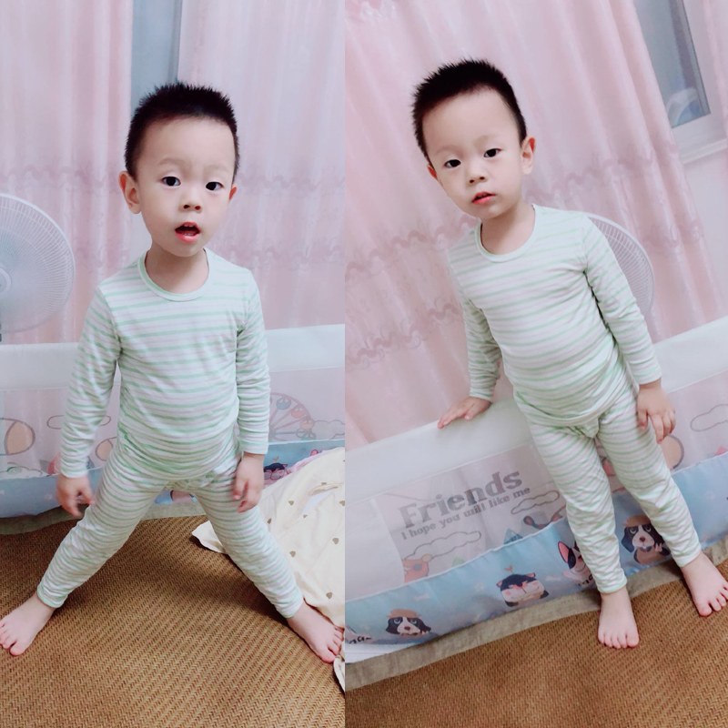 Yang Beibi Một bộ đồ lót trẻ em Modal cao cấp Quần lót nam nữ mỏng mùa thu và mùa đông đồ bộ cho bé gái 1 tuổi