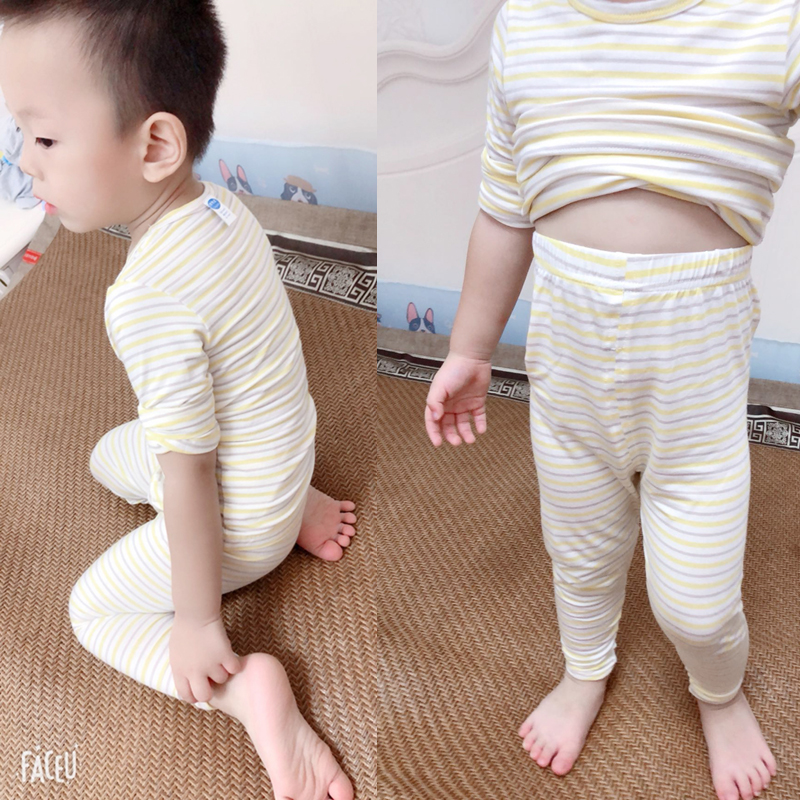 Yang Beibi Một bộ đồ lót trẻ em Modal cao cấp Quần lót nam nữ mỏng mùa thu và mùa đông đồ bộ cho bé gái 1 tuổi