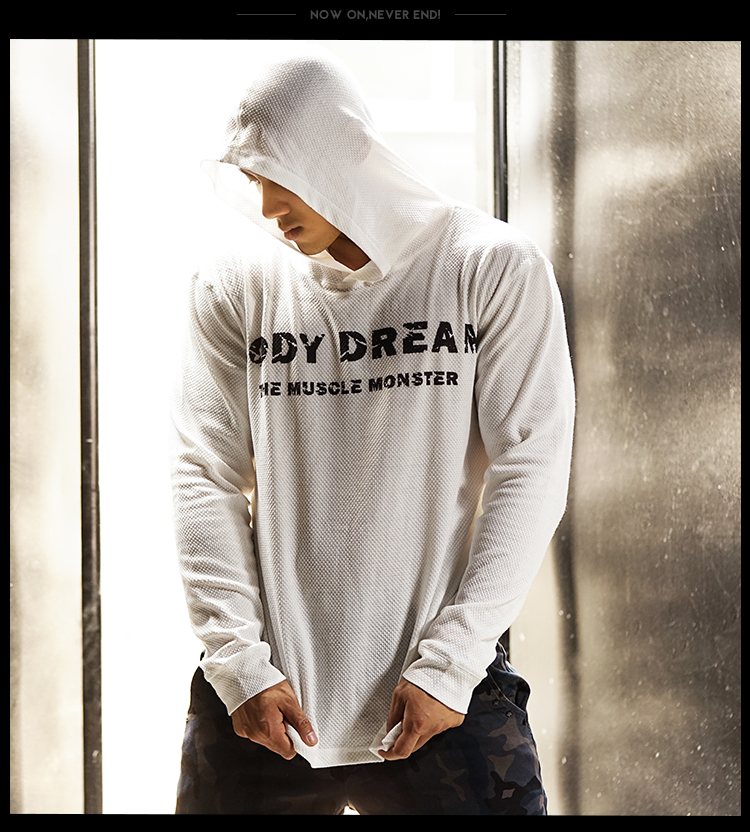 BodyDream thể thao và giải trí áo len nam thể hình thể dục dài tay trùm đầu hoodie chạy phù hợp với đào tạo mùa xuân thoáng khí áo khoác vải nỉ