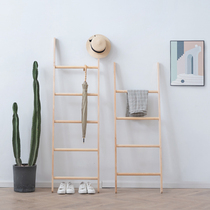 Solid wood floor-to-ceiling hanger bedroom simple wall trapezoidal shelf simple modern multifunctional Nordic coat rack