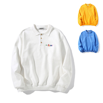 TRIPPY 70s American street POLO collar retro bat sleeve loose embroidery men's and women's white vests