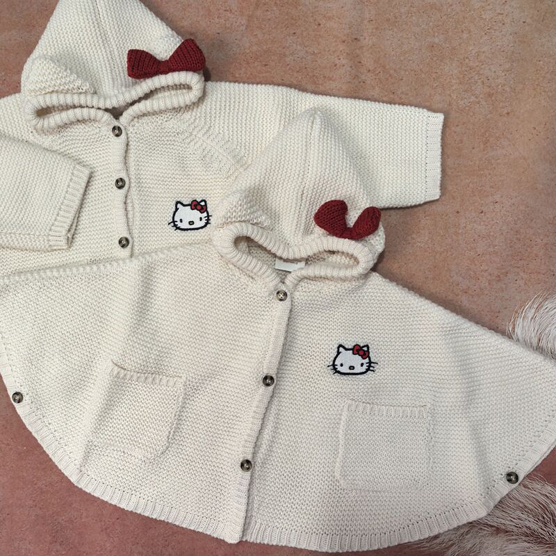 Original Futa Sanrio Pacha Kt Yarn-Style Cardigan Cape Autumn and Winter Cute Cardigan Cape