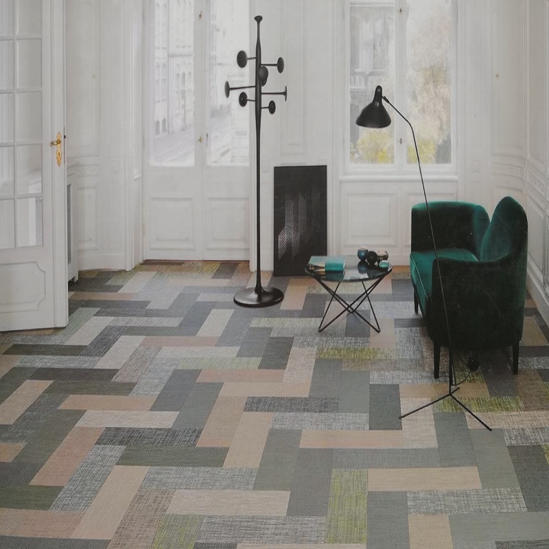 PVC Woven Floor Polong Woven Carpet Woven Textured Hotel Non-slip Floor Sticker Dining Hall Flooring