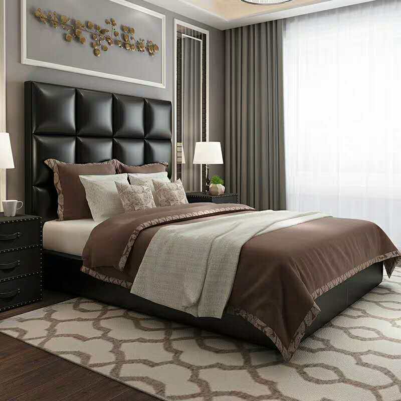 American soft bag bedhead light luxury red black leather bed head board modern minimalist style bedhead master bedroom