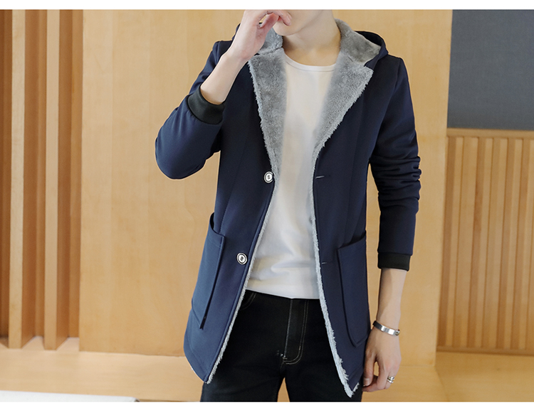 Áo gió mùa đông nam dài phiên bản Hàn Quốc của bộ đồ cotton đẹp trai Áo khoác mỏng cho học sinh cộng với áo nhung dày áo gió giá rẻ