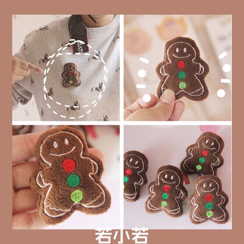 (68) ins Creative jewelry Biscuit man brooch Plush biscuit chest emblem Clothes bag accessories