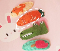 (68)Cartoon ice cream crocodile carrot felt hair clip BB clip Parent-child bangs clip hair card