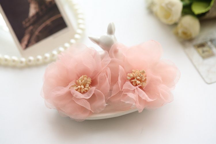 Phụ kiện tóc hoa crepe mùa xuân clip kẹp tóc kẹp tóc mô phỏng hoa top clip mũ nón L40 - Phụ kiện tóc dây cột tóc scrunchies