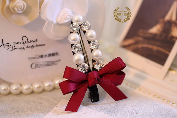 Cổ điển rhinestone Hairpin Bow Hairpin Headwear Pearl Temperament Phụ kiện tóc M1790 - Phụ kiện tóc chuyên sỉ phụ kiện tóc