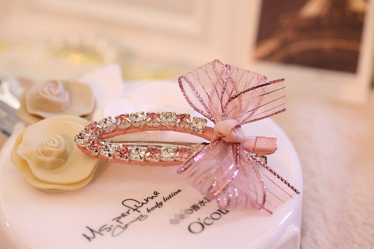 Nữ thần siêu flash Hàn Quốc rhinestone kẹp tóc khí chất nơ crepe kẹp tóc kẹp bangs clip phụ kiện tóc - Phụ kiện tóc kẹp phồng chân tóc
