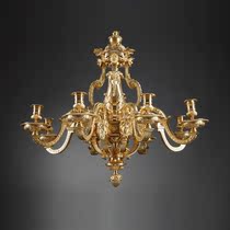 Unicorn Deer Atlantic Antique 1850s France Out of style Flowers Regency Style Floral Leaf Reliefs Bronze gold Eight Branches Chandelier