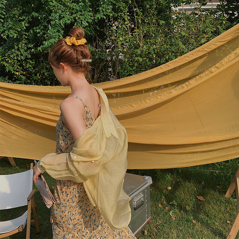 Lazy Wind Pure Color Long Sleeve Blouse 100 Hitch Loose Sunscreen Shirt Woman Summer Outwear A Foreign Pie Thinkater