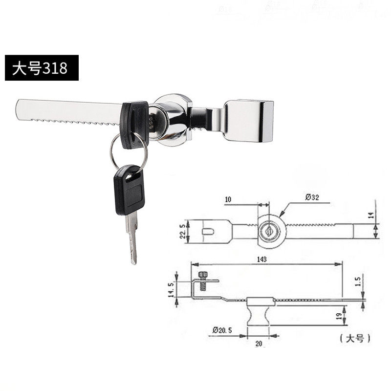 Glass Door Lock Cabinet Door Jagged Lock Exhibition Cabinet Counter Lock File Cabinet Filing Cabinet Freezer Lock