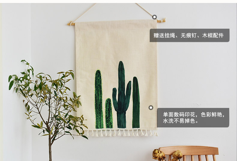 Tấm thảm xương rồng Bắc Âu tấm thảm trang trí phòng ngủ phòng khách với vải treo Bao phủ hộp mét treo tranh nền vải tùy chỉnh tấm thảm treo tường