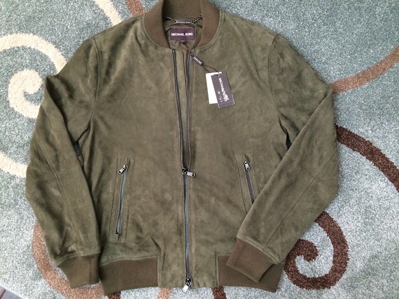 Michael Kors Goatskin Leather Jacket Mk Men's Business Casual Fashion Stand Collar Suede Leather Jacket