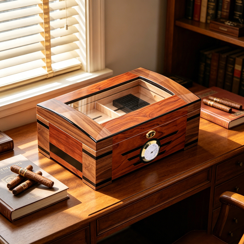 Cigar Box Lined with Cedar Wood, Moisturizing Box, Cigarette Box, Double-Layer Sealed, Constant Humidity, Large Capacity, Portable Cigar Box Cigar Box Lined with Cedar Wood, Moisturizing Box, Cigarette Box, Double-Layer Sealed, Constant Humidity, Large Capacity, Portable Cigar Box