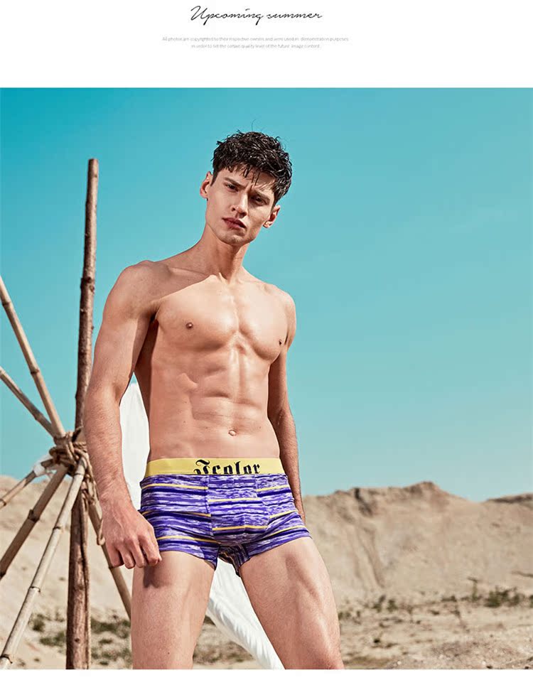 IColor2018 quần lót nam cotton mới tóm tắt quần lót nam sọc trẻ trung thoáng khí đồ lót nam jockey