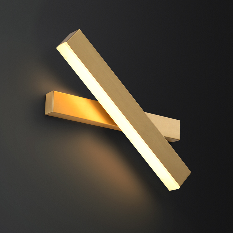 Nordic post-modern light luxury brass wall lamp American designer bedroom sofa background wall dressing room mirror front wall lamp