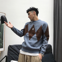 Xu Tailang autumn and winter new mens round neck sweater trend American retro color color casual casual Joker sweater