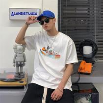 Xu Tailang KAN About Korean Wind Short sleeves T-Shirt Mens Summer Boomers Super Fire Design Sense small crowdblouses Round Collar Compassion