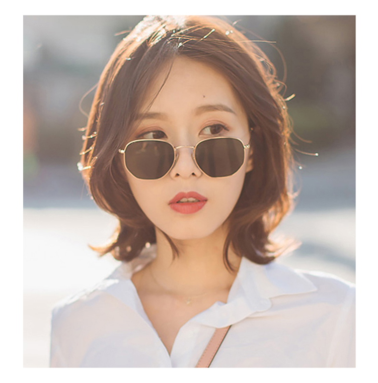 Mặt nhỏ hộp đa giác kính râm nữ thủy triều retro phong cách Harajuku in lưới đỏ cận thị UV bảo vệ kính râm kính hóa trang tiệc halloween