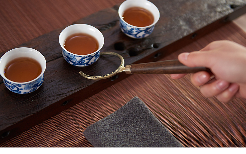 Han and tang dynasties kung fu tea taking with zero manual wood size any zinc alloy tea cup fork fork cup tea saucer