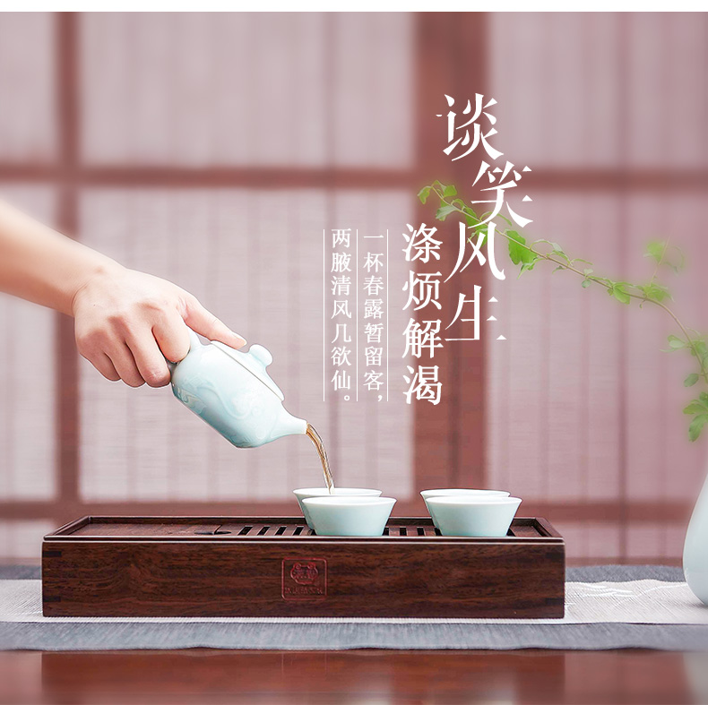 Han and tang dynasties dry tea tray saucer small tea table solid wood mini storage tray was easy portable travel tea set