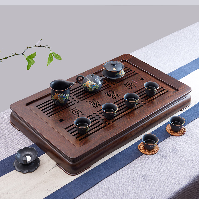 Han and tang dynasties tea tea saucer dry solid wood tea tray tray was embedded drainage tea home kung fu tea tray
