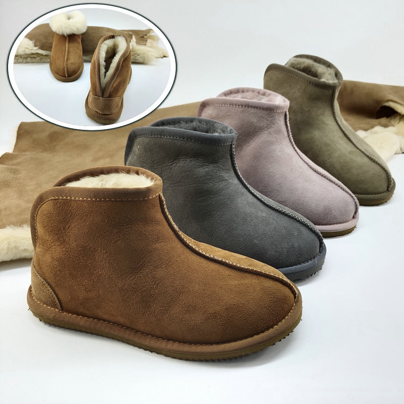 Wool Slippers with Integrated Leather and Fur, Unisex Lazy Shoes, Maternity Shoes, Elderly Hospital Shoes, Winter Warm Confinement Shoes Wool Slippers with Integrated Leather and Fur, Unisex Lazy Shoes, Maternity Shoes, Elderly Hospital Shoes, Winter Warm Confinement Shoes