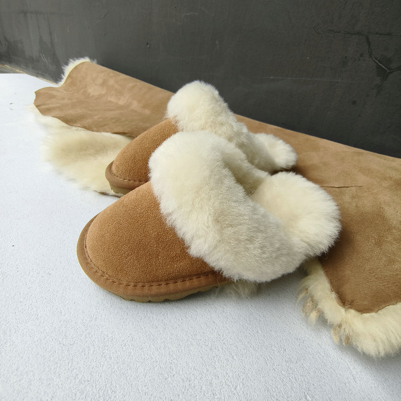 Foreign Trade Export Children's Wool Slippers for Boys and Girls, Fur Integrated, Thickened, Warm, Closed-Toe, Parent-Child Cotton Slippers, Non-Slip