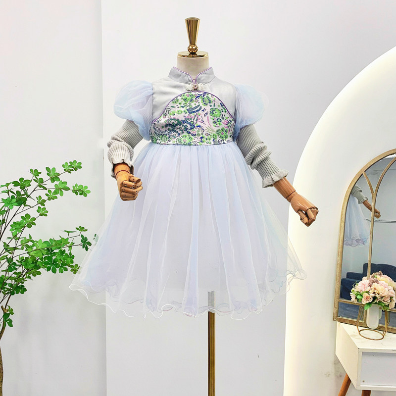 Han - suit girl 2022 new little girl long sleeved sweater Chinese style super fairy children's dress dress