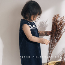  Clearance spot Peach-pie Korean Childrens clothing 2020 winter embroidery little flower girls Corduroy Sundress 71