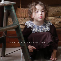  Clearance spot Peach pie Korean Childrens clothing 2020 autumn Fabian Eugen yarn lace collar Girls dress 44